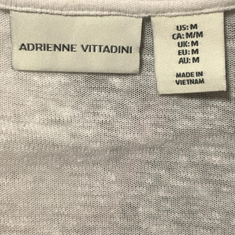 Adrienne Vittadini White Linen Blend Open Front Waterfall Cardigan Medium M - Picture 3 of 4